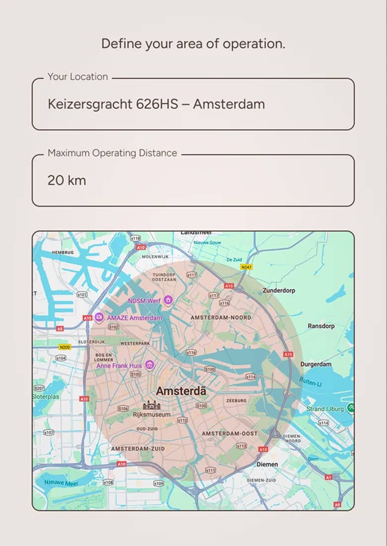 Map showing concierge coverage area